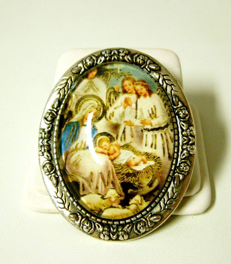 Krippe Mit Engel Brosche - Br14-002 von Gwendysgems