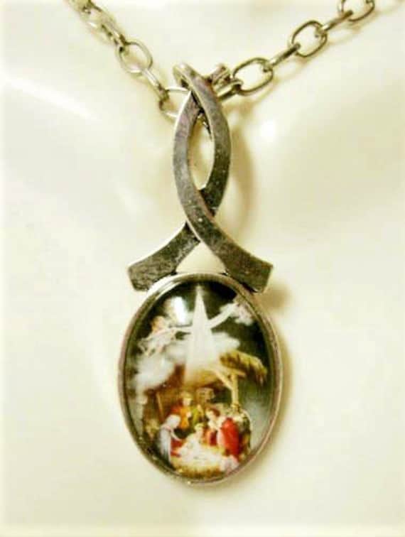 Krippe Mit Stern Von Bethlehem Anhänger Und Kette - Ap34-004 von Gwendysgems