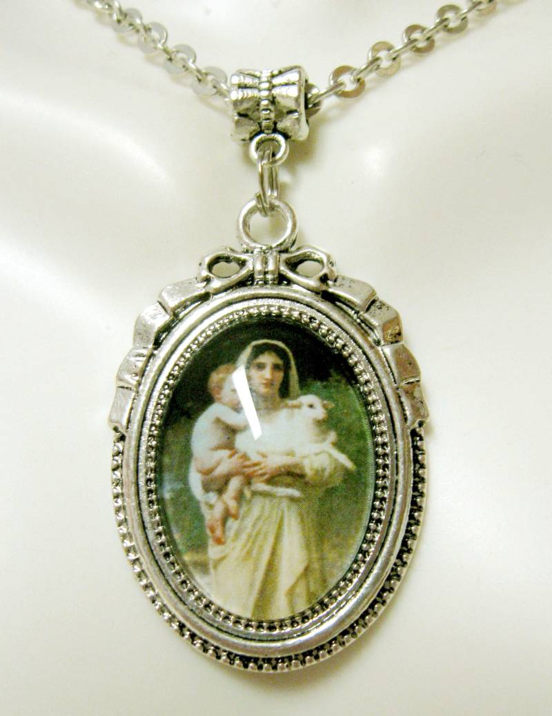 Lambs Von William Adolphe Bouguereau Anhänger Mit Kette - Ap05-125 von Gwendysgems