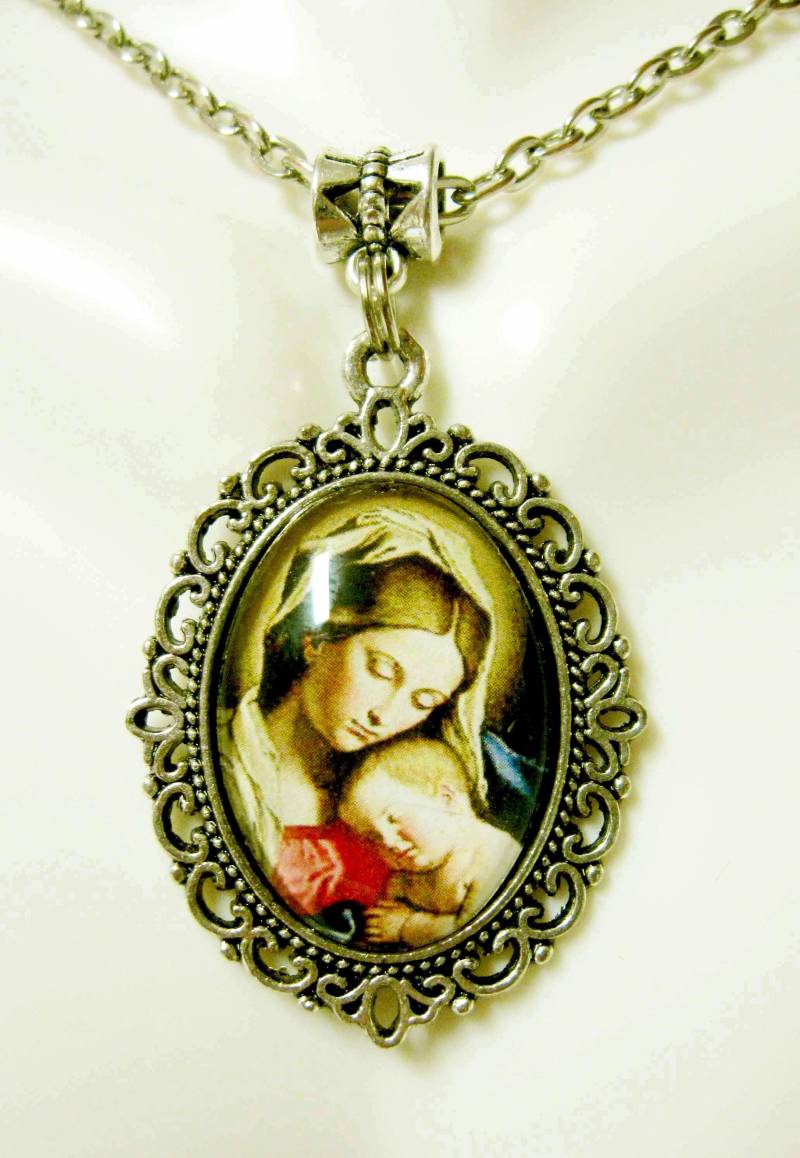 Madonna Mit Kind Anhänger Und Kette - Ap05-221 von Gwendysgems