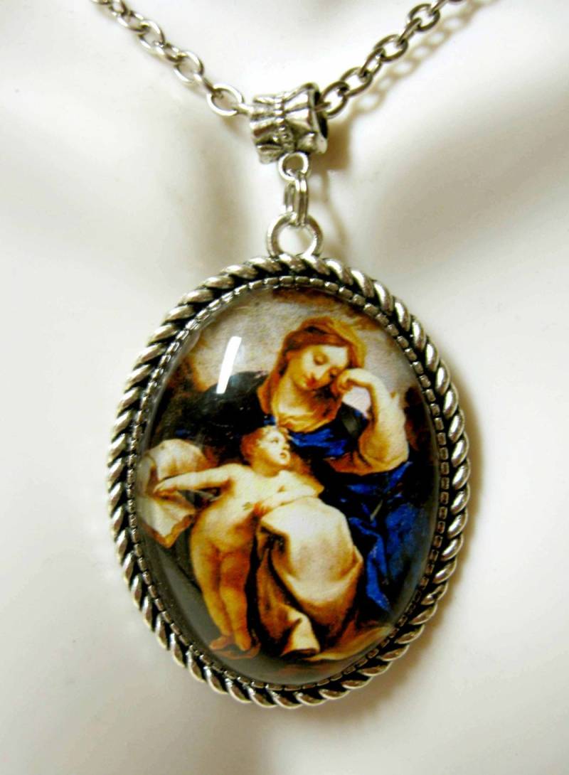 Madonna Mit Kind Anhänger Und Kette - Ap09-140 von Gwendysgems
