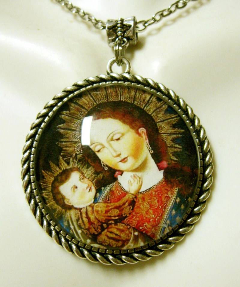 Madonna Mit Kind Anhänger Und Kette - Ap25-019 Cusco Style von Gwendysgems