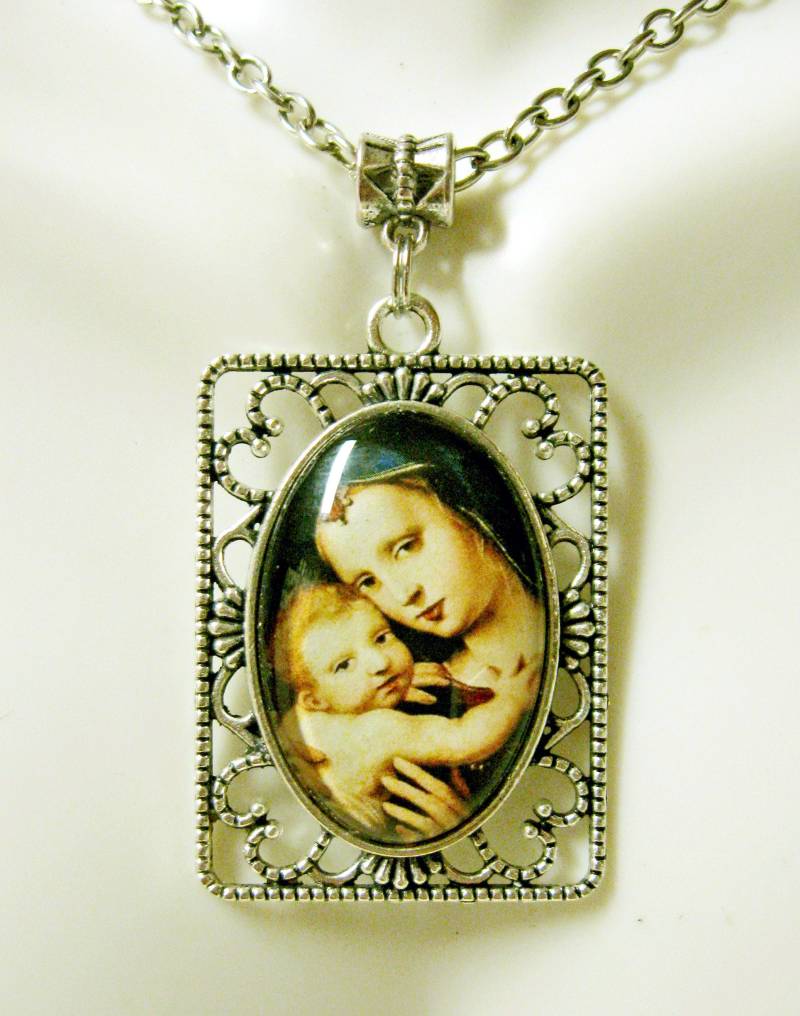 Madonna Mit Kind Anhänger Und Kette - Ap25-049 von Gwendysgems