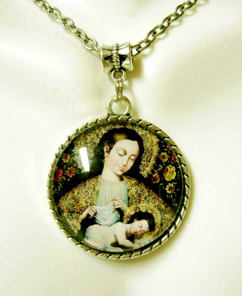 Madonna Mit Kind Anhänger Und Kette - Ap26-270 von Gwendysgems
