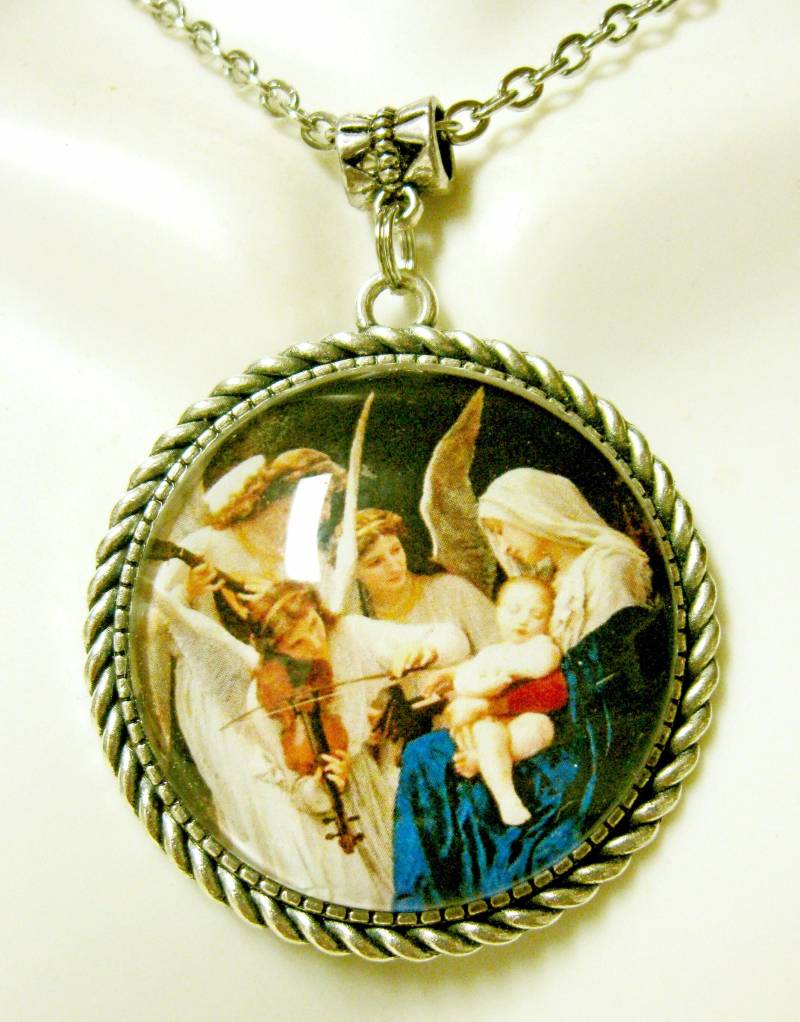 Madonna Mit Kind Und Engel-Anhänger Kette - Ap25-035 von Gwendysgems