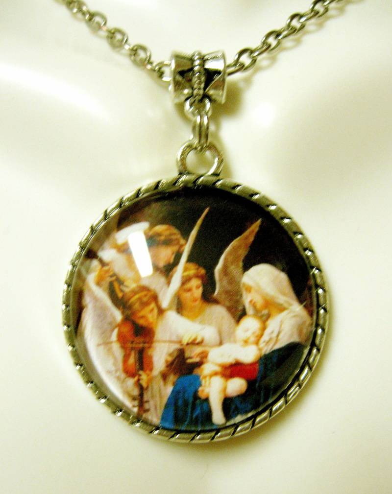 Madonna Mit Kind Und Engel Anhänger Kette - Ap26-302 von Gwendysgems