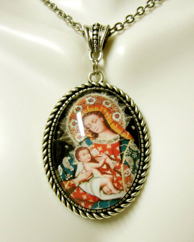 Madonna Und Kind Anhänger Kette - Ap09-148 Cusco Stil von Gwendysgems