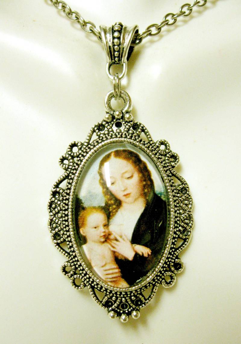 Madonna Und Kind Anhänger Mit Kette - Ap04-123 von Gwendysgems