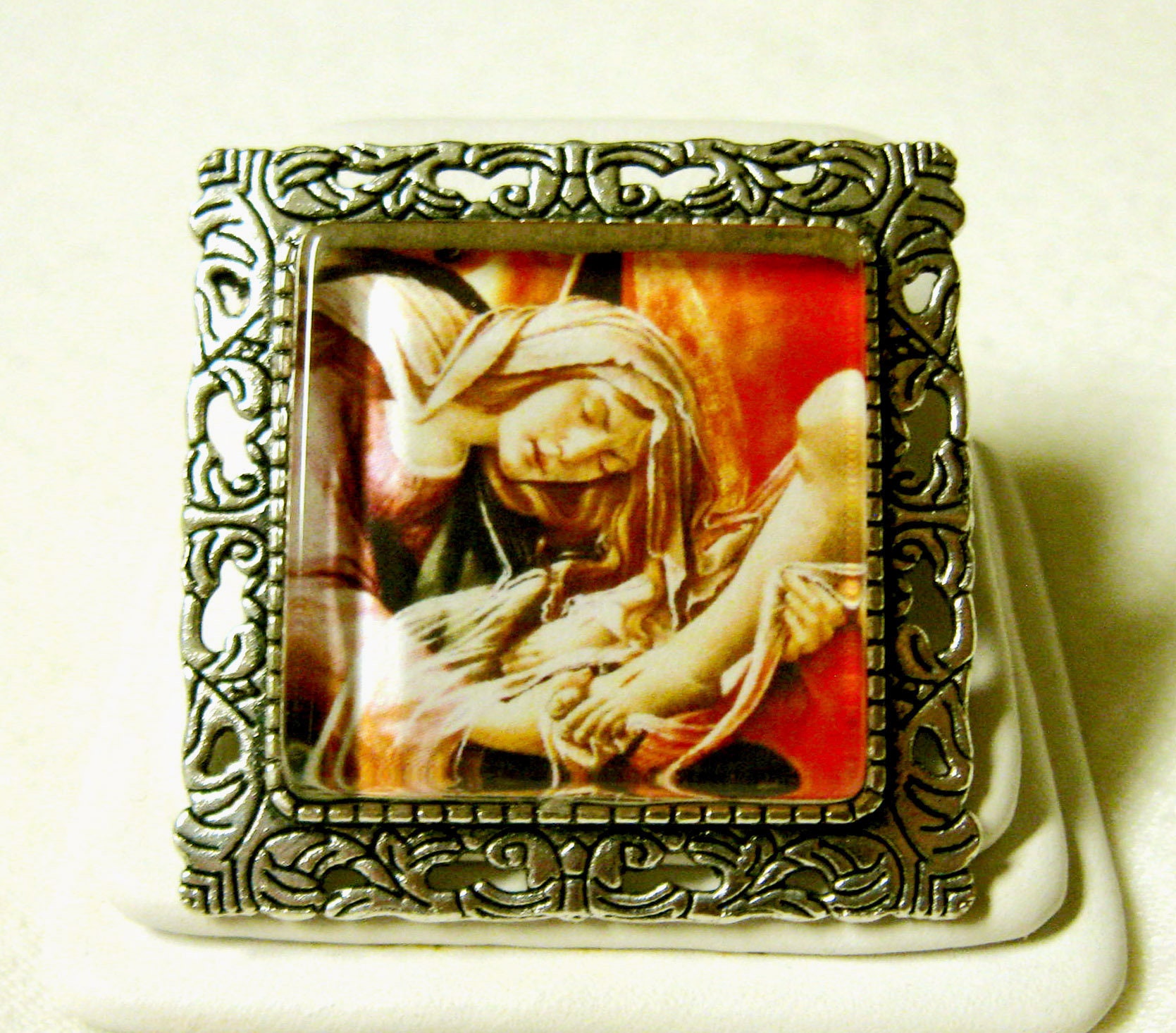 Maria Magdalena Zu Den Füßen Christi Durch Botticelli Cabrio Osterbroschob-Und Kette-Ap35-168 von Gwendysgems