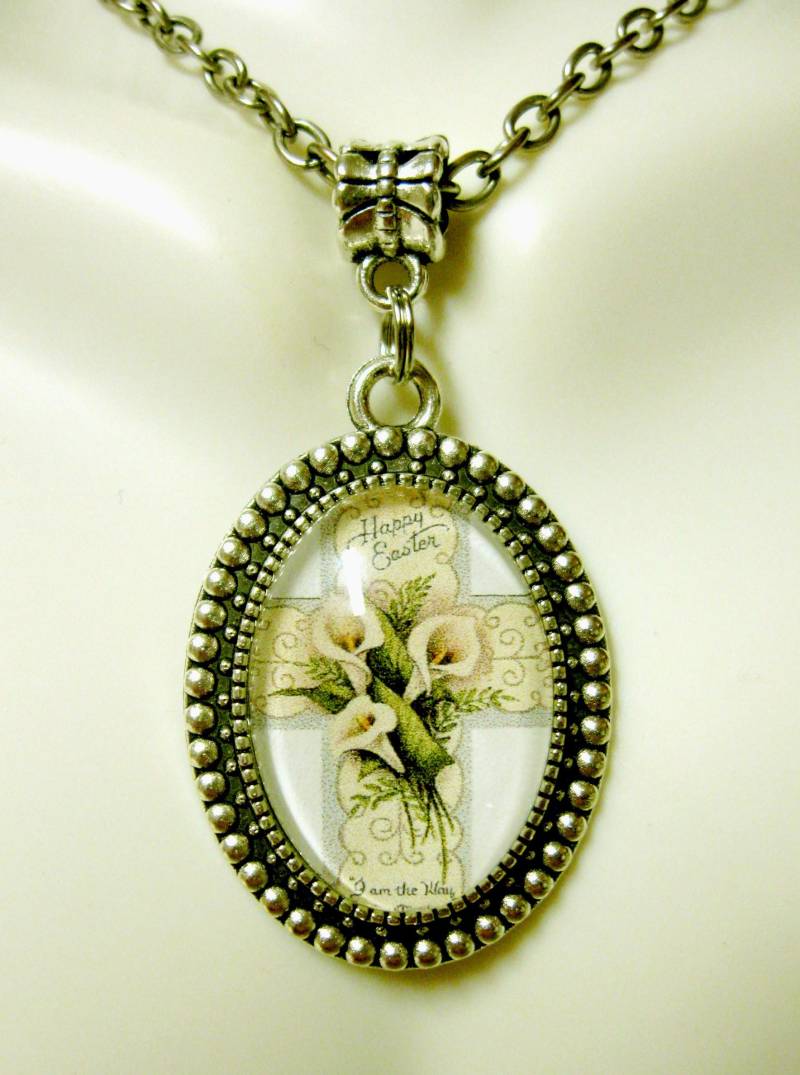 Osterkreuz Mit Calla-Lilien Anhänger Und Kette - Ap05-520 von Gwendysgems