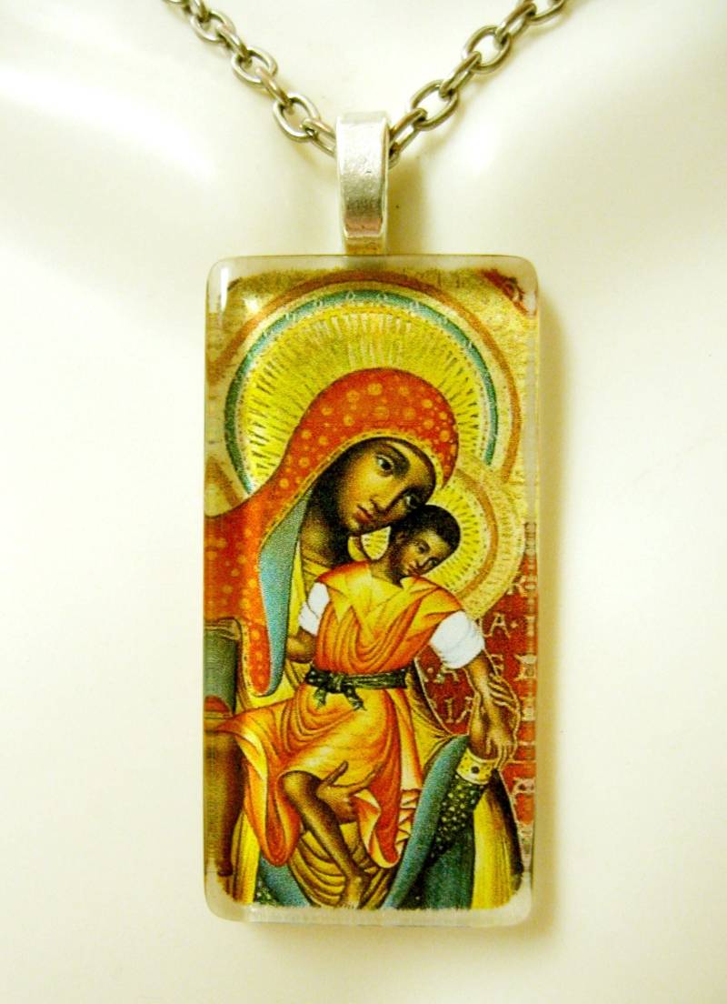 Schwarze Madonna Mit Kind Anhänger Kette - Go01-606 von Gwendysgems