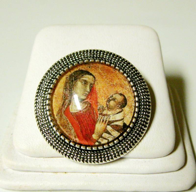 Schwarze Madonna Mit Kind Brosche/Anstecknadel - Br09-049 von Gwendysgems
