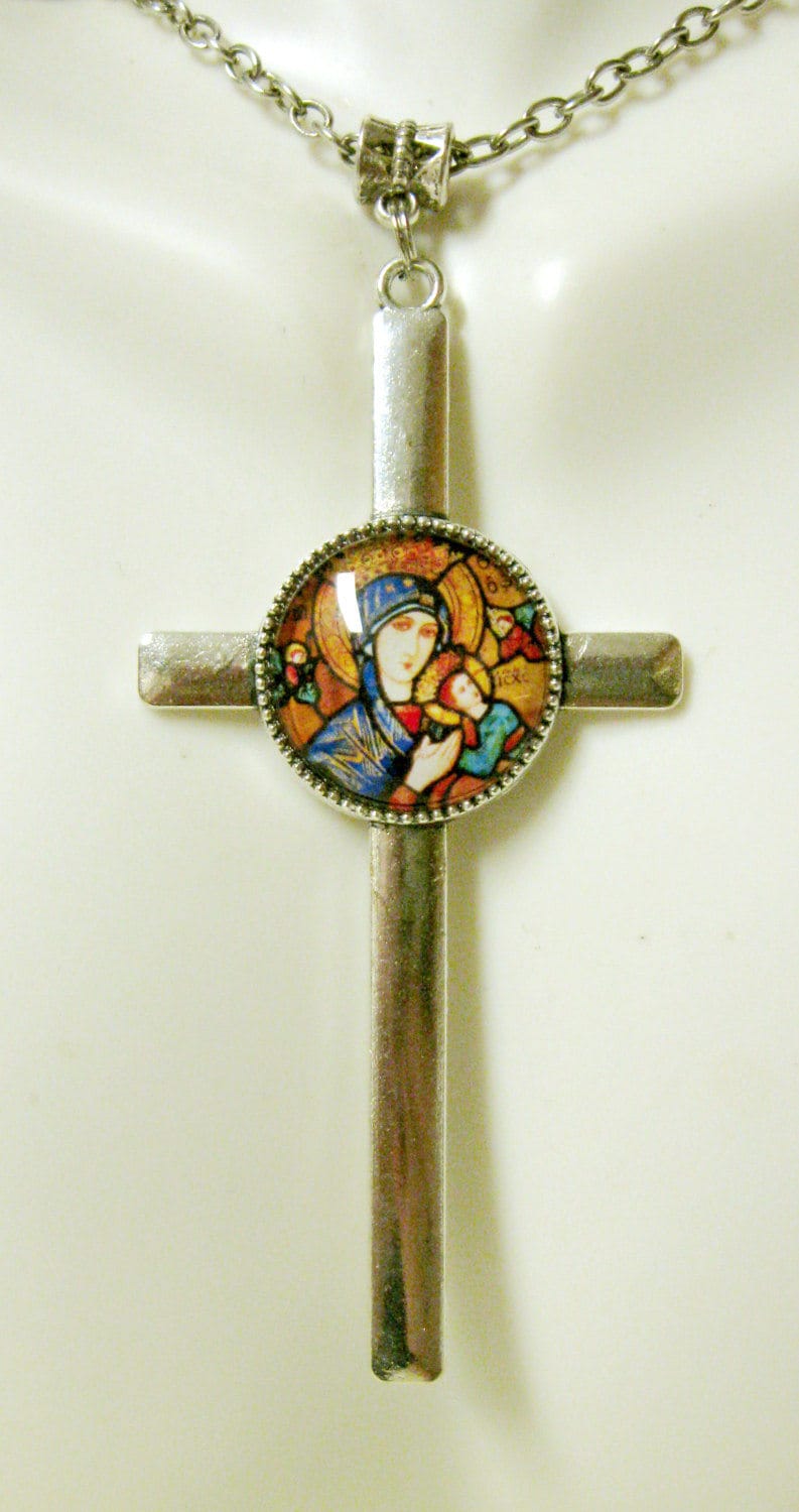Unsere Liebe Frau Von Der Immerwährenden Hilfe Kreuzanhänger Und Kette - Ap35-022 von Gwendysgems