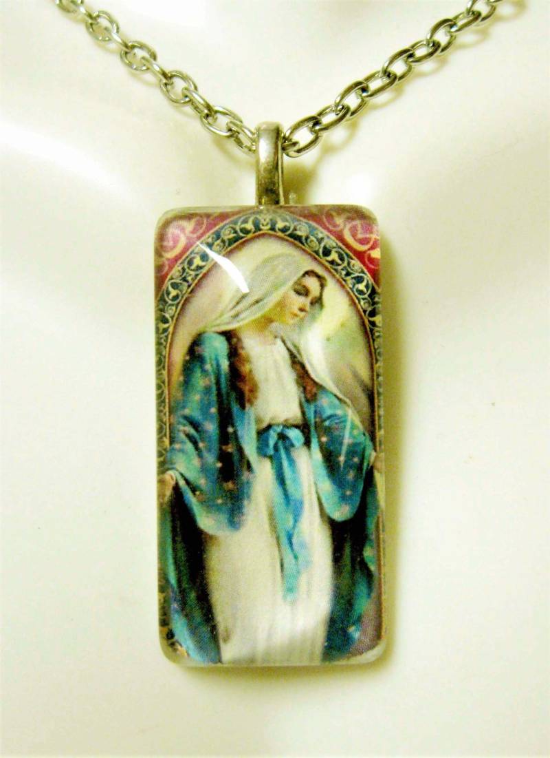 Wundertätige Medaille Glas Anhänger Anzeige Kette - Gp12-076 von Gwendysgems