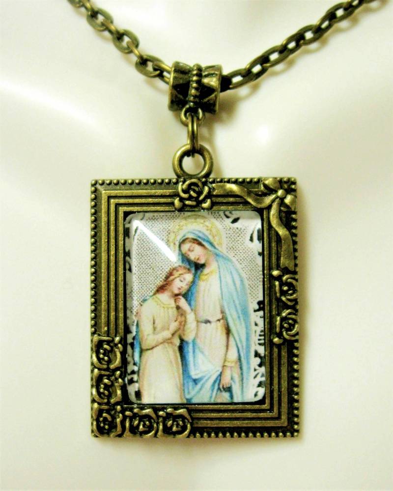 st. Anne Und Maria Bilderrahmen Anhänger Kette - Ap05-422 von Gwendysgems