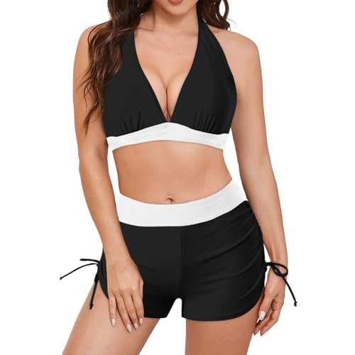 Gwnauz Bikini Damen Set Damen Zweiteiliger Badeanzug Sommer Tiefer V Ausschnitt Bikini Oberteil und Hotpants Strandkleidung Sexy Strukturierte Bademode Bescheidene Badebekleidung Bauchkontrolle Bikini Gwnauz Bikini Damen Set Damen Zweiteiliger Badeanzug Sommer Tiefer V Ausschnitt Bikini Oberteil und Hotpants Strandkleidung Sexy Strukturierte Bademode Bescheidene Badebekleidung Bauchkontrolle Bikini von Gwnauz