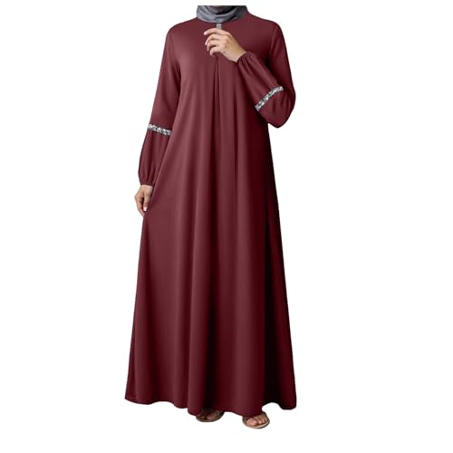 Gwnauz Gebetskleidung für Frauen Abaya mit Kopftuch Prayer Dress Muslim Women Einfarbig Langarm Ärmel Ramadan Muslim Kleider für Frauen Lang Lose Passform Islamische Kleidung Damen von Gwnauz