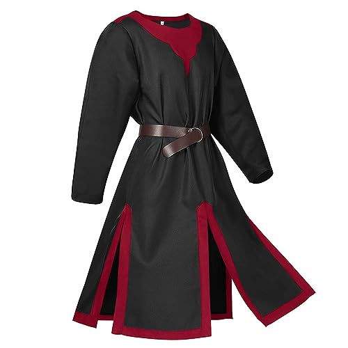 Gwnauz Halloween Kostüm Damen Mittelalter Kleid Kreuzritter Kostüme Unisex Tempelritter Cosplay Outfits Renaissance Wikinger Tunika Faschingskostüme-Ritter der dunklen Epoche für Halloween Karneval von Gwnauz