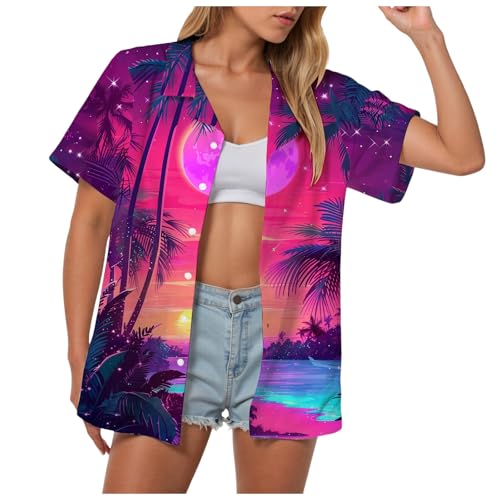 Gwnauz Hawaii Hemd Damen V-Ausschinitt Botton-Down Hawaiihemd mit Kurzarm Strand Beach Kokospalmen Muster Sommer Bluse Hawaii Outfit Tops Oberteile Funky Party Sommerbluse Tropic-Print Casual Shirts Gwnauz Hawaii Hemd Damen V-Ausschinitt Botton-Down Hawaiihemd mit Kurzarm Strand Beach Kokospalmen Muster Sommer Bluse Hawaii Outfit Tops Oberteile Funky Party Sommerbluse Tropic-Print Casual Shirts von Gwnauz