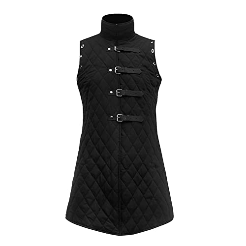 Gwnauz Mittelalter Kleidung Herren Dicker gepolsterter Mantel ohne Ärmel Herren Warm Jacke Weste Vintage Cotton Fabricsby Jacke Erwachsene Mittelalter Kleidung Halloween Cosplay Kostüme von Gwnauz