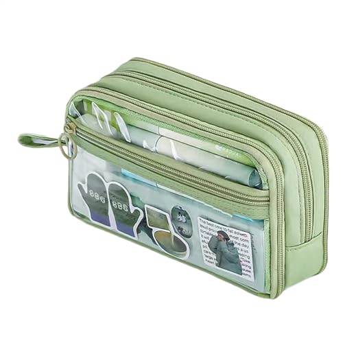 Federmäppchen Pencil Case Tragbare Stifttasche Mit 3 Fächern, Transparente Mäppchen Schreibwarenbeutel Mit Großer Kapazität, Bleistift Beutel Für Büro, Studenten, Mädche Und Junge 21x6,5x13 Cm von Gwtdtoad
