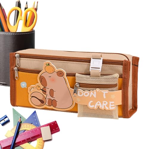 Gwtdtoad Capybara-Federmäppchen, Capybara-Federmäppchen,Niedliches Mit Großem Fassungsvermögen | Canvas-Bleistiftbeutel Mit Breiter Öffnung Und Mehreren Taschen Aus Plüsch Und von Gwtdtoad