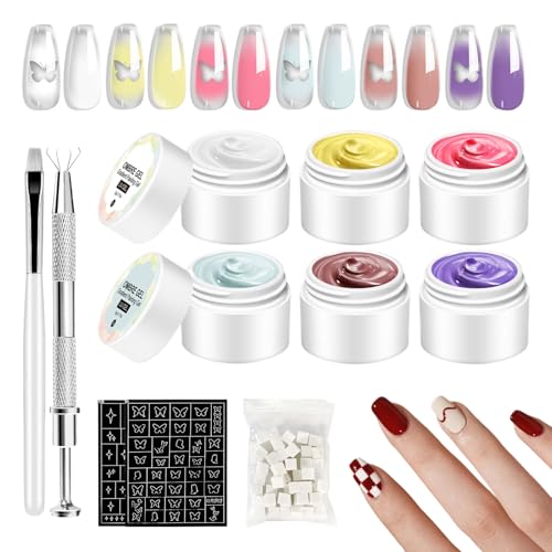 Gwtdtoad Gel Nagellack - Natürliches Farbverlauf Mal-Kunst Gel-Set für Nägel,Feste Modellierkleber Salon Set Für Frauen Reise Zuhause Anfänger von Gwtdtoad