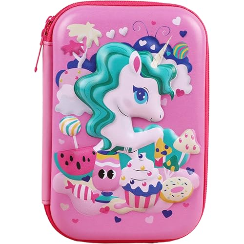 Gxdamxz Federmäppchen Einhorn Kinder, 3D Mäppchen Mädchen, Schulmäppchen, Federmappe, Federtasche, Unicorn Pencil Case for Girl, Rosa von Gxdamxz