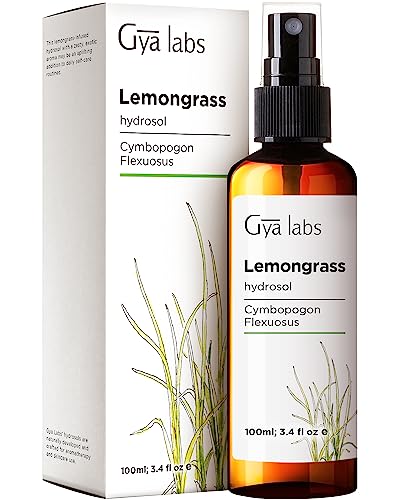 Gya Labs Zitronengras Hydrosol Spray für Draußen - Natürliches Zitronengras Körperspray für die Haut, Kissennebel (100 ml) von Gya Labs