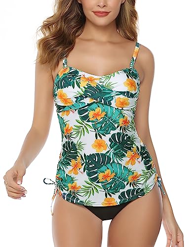 Gyabnw Bikini Damen Bademode Set Tankini Badeanzug Bauchweg Tankinis Elegant String Bikini Oberteil Badehoses A-Grün,M von Gyabnw