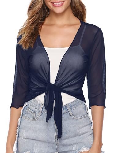 Gyabnw Bolero Damen Kurzarm Festlich 3/4 Ärmel Elegant Schulterjacke Transparent Sommer Cardigan Leicht Kurze von Gyabnw