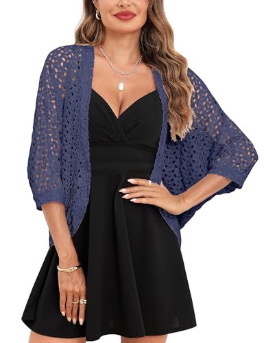 Gyabnw Damen Bolero Festlich 3/4 Arm Strickjacke Schulterjacke Kurz Top Sommer Cardigan Damen Leicht von Gyabnw