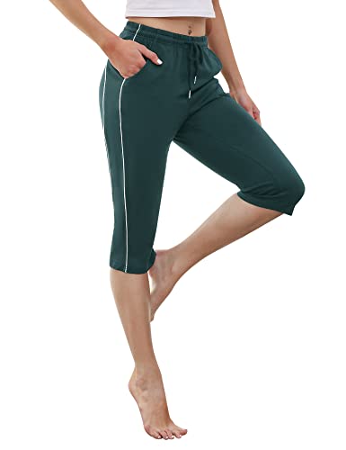 Gyabnw Damen Cropped Pants Capri 3/4 Länge Sweatpants Sport Jogging Shorts Sommerhose Damen Trainingshose Casual Yoga Hose dunkelgrauXL von Gyabnw