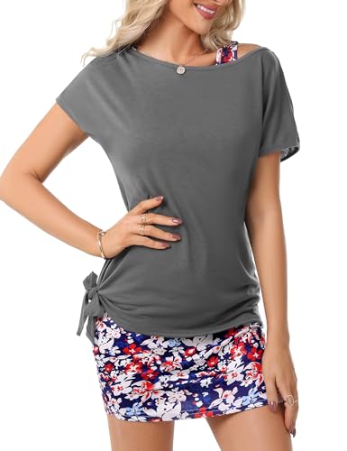 Gyabnw Sommerkleid Damen Lässiges zweiteiliges Damenkleid Shirtkleider 2 Teilig Blusenkleid Damen von Gyabnw