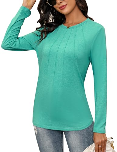 Gyabnw Damen Langarmshirt Rundhals Stretch Pullover Elegant Langarm Oberteile Hemd Tshirts Basic Tops von Gyabnw