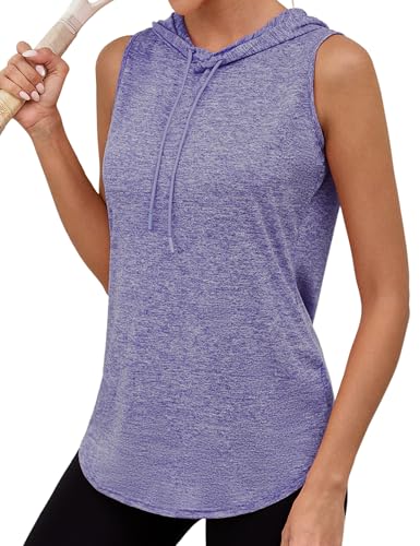 Gyabnw Damen Sport Tank Top Fitness Ärmellos Kapuzenpullover Sport Running T-Shirts Trainieren Oberteile von Gyabnw