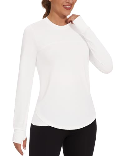 Gyabnw Sportshirt Damen Langarm Yogashirt Damen Langarm Funktionsshirt Laufshirt Locker Oberteile Fitness Top von Gyabnw