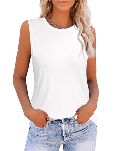 Gyabnw Damen Tank Top Ärmellose Sommer T Shirt Baumwolle Tops Rundhals Oberteile Basic von Gyabnw