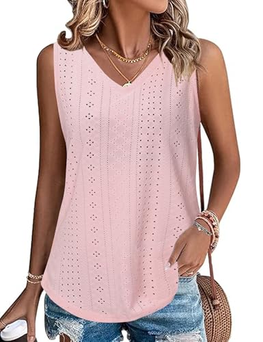 Gyabnw Damen Tank Top Ärmellose T Shirt Sommer Basic Top V Ausschnitt Oberteile von Gyabnw