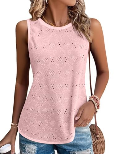 Gyabnw Damen Tank Tops Sommer Ärmellose Oberteile Basic Top Blusentop Lässige Weste Rundhals Bluse von Gyabnw