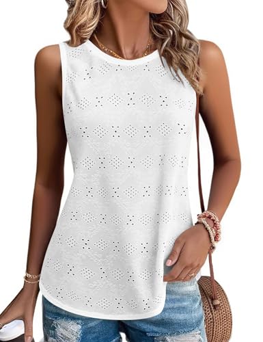Gyabnw Damen Tank Tops Sommer Ärmellose Oberteile Basic Top Blusentop Lässige Weste Rundhals Bluse von Gyabnw