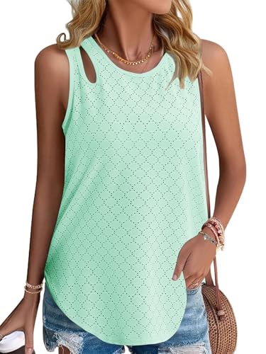 Gyabnw Damen Tops Sommer Elegant Tank Shirt Oberteile Blusentops Ärmellos Shirt Leicht von Gyabnw