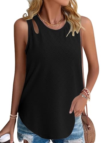 Gyabnw Damen Tops Sommer Elegant Tank Shirt Oberteile Blusentops Ärmellos Shirt Leicht von Gyabnw