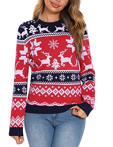 Gyabnw Weihnachten Christmas Sweater Pullover Pulli Damen Rentier Weihnachtspullover Rundhalsausschnitt Strickpullover Lustige Sweatshirts Strickpulli Christmas Sweater Frohe Weihnachtlicher von Gyabnw