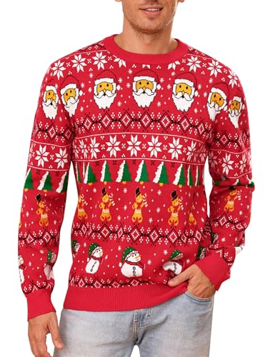 Gyabnw Herren Weihnachtspullover Winter Pullover Strickpullover Weihnachtspulli mit Rundhals Ausschnitt von Gyabnw