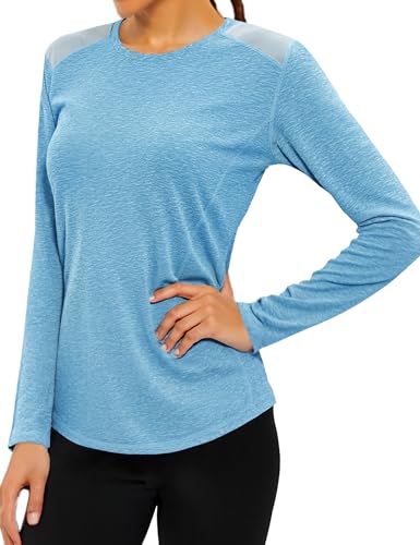 Gyabnw Laufshirt Damen Langarmshirt Sportshirt Sport Shirts Funktionsshirt Wandershirt Locker Oberteile Activewear Fitness von Gyabnw