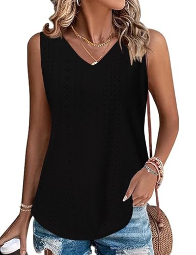 Gyabnw Oberteile Damen Sommer Basic Tank Tops V Ausschnitt Ärmelloses Tank Top Damen Tshirts von Gyabnw