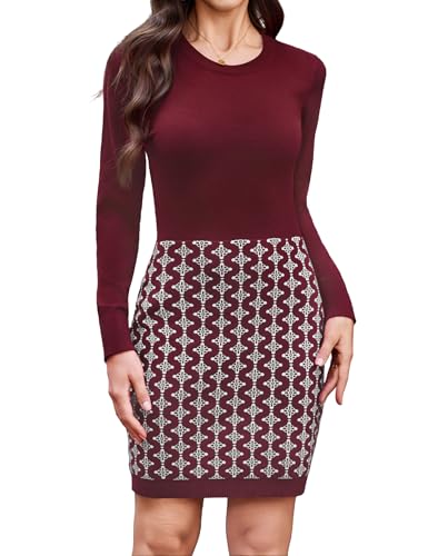 Gyabnw Pullover Damen Herbst Strick Rundhals Strickpullover Elegant Winterkleid Modisches Midikleid für Freizeit von Gyabnw