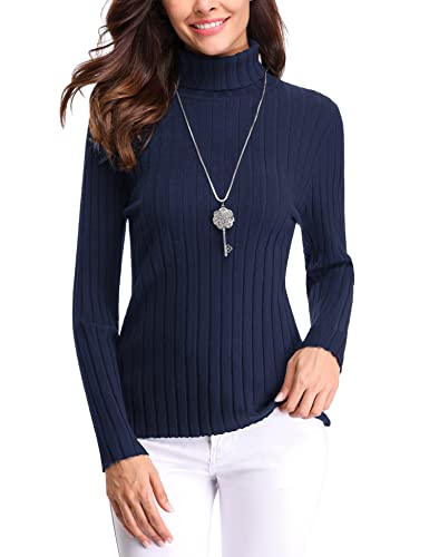 Gyabnw Pullover Damen Langarm Stehkragen Damen Oberteile Langarmshirts Herbst Basic Slim Fit Stretch Sweater von Gyabnw