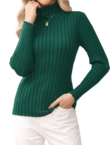 Gyabnw Pullover Damen Winter Langarmshirt Casual Rollkragen Oberteile Basic Slim Fit Strickpullover Einfarbig Elegant Pulli Stretch Tops von Gyabnw